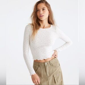 Aéropostale Size XXL NWT Long Sleeve Floral Cropped Shrunken Tee